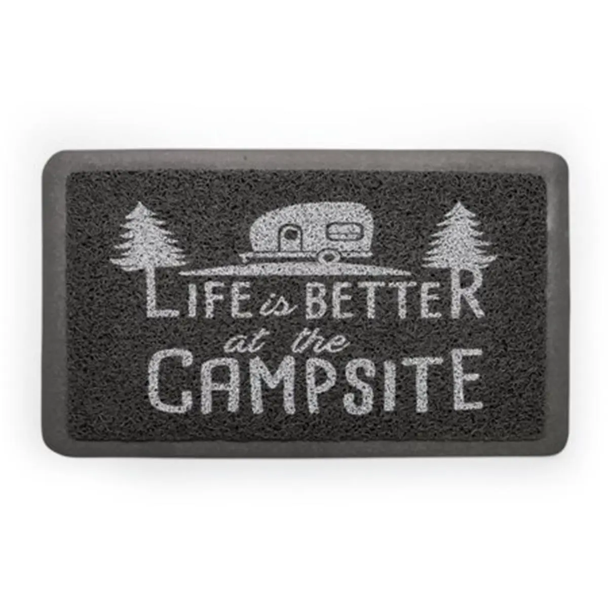 Camco 126.3201 Looped PVC Quick-Drying Scrub Rug - Blue Single Mat with "Life is Better at the Campsite" Design, for Home/Outdoors