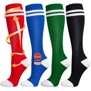 ISUNlE Compression Socks - 4 Pairs (15-20 mmHg) for Men & Women | Comfortable, Durable, and Supportive | Perfect for Everyday Use and Active Lifestyles | Breathable High Performance Fabrics