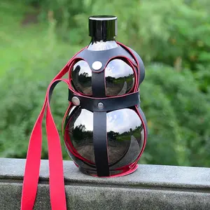 Portable Leather Gourd Hip Flask - Stainless Steel Beverage Container, 2500ml/50000ml Capacity, Birthday Gift for Home & Festive Party Supplies