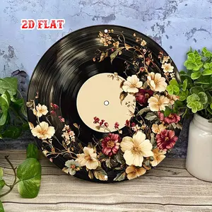 2D Flat 1pc Vintage Round Sign, Decorative Metal Tin Sign,  7.8X7.8Round Sign - Record Metal Wall Decor, Wall Decor Signs for Home, Garage, Dining Room, Cafe,  Perfect for Room Decor