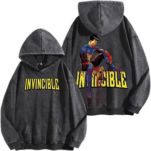 Comic Hero V9 Washed Hoodie – Oversized Streetwear Gift for Fans