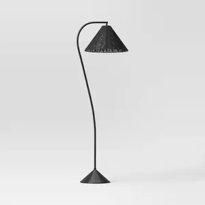 Arc Neck Floor Lamp with Natural Shade Black (Includes LED Light Bulb) - Threshold