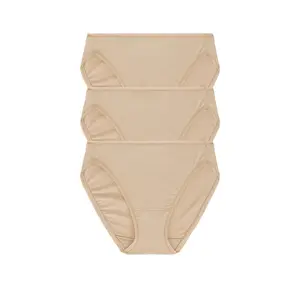 Natori Bliss Bare Cotton Bikini 3-pack in Cafe