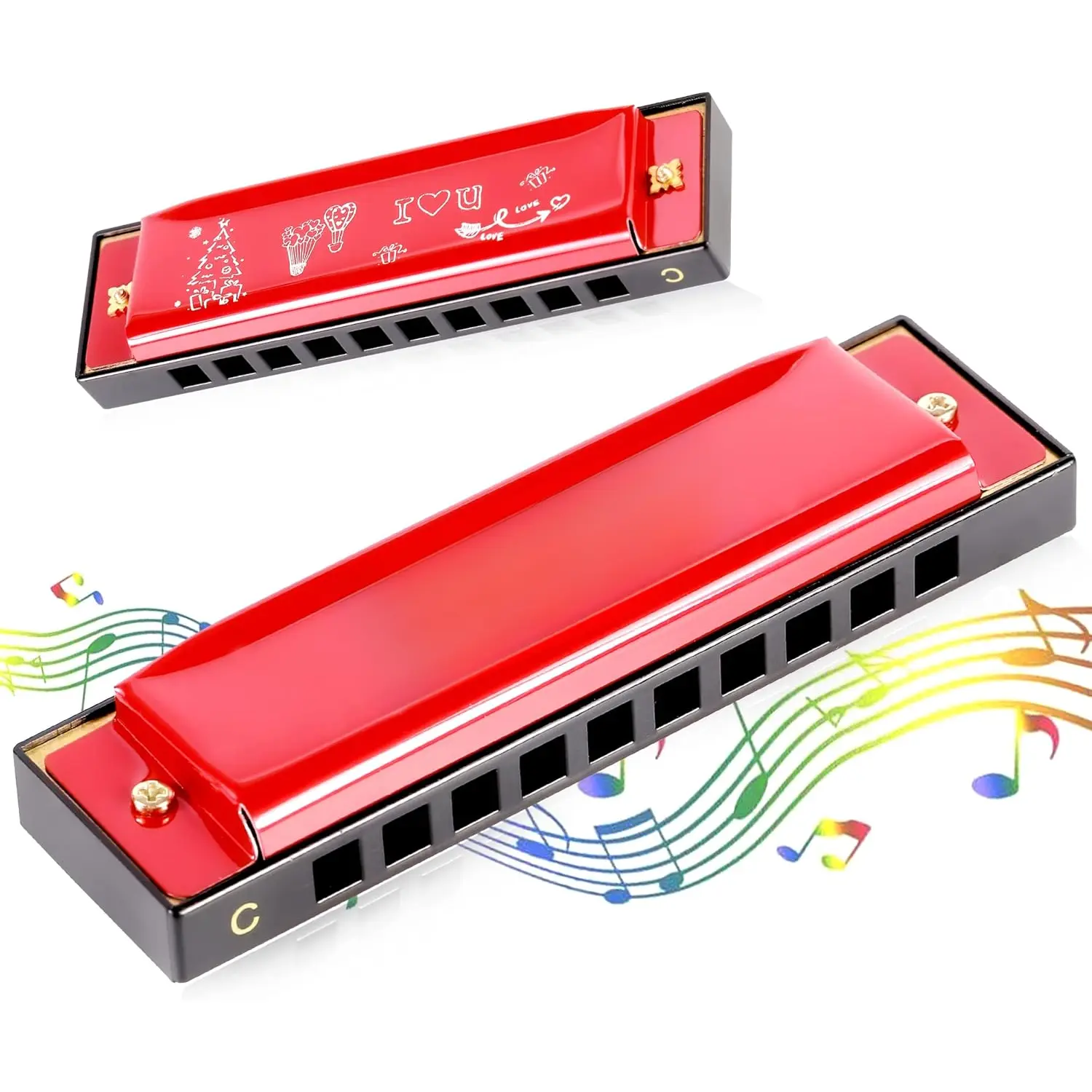 Blues Harmonica, Diatonic Harmonica Key of C 10 Holes 20  Mouth Organ blues harp harmonica For Adults, , Beginners, Professionals and Students (Red), as a