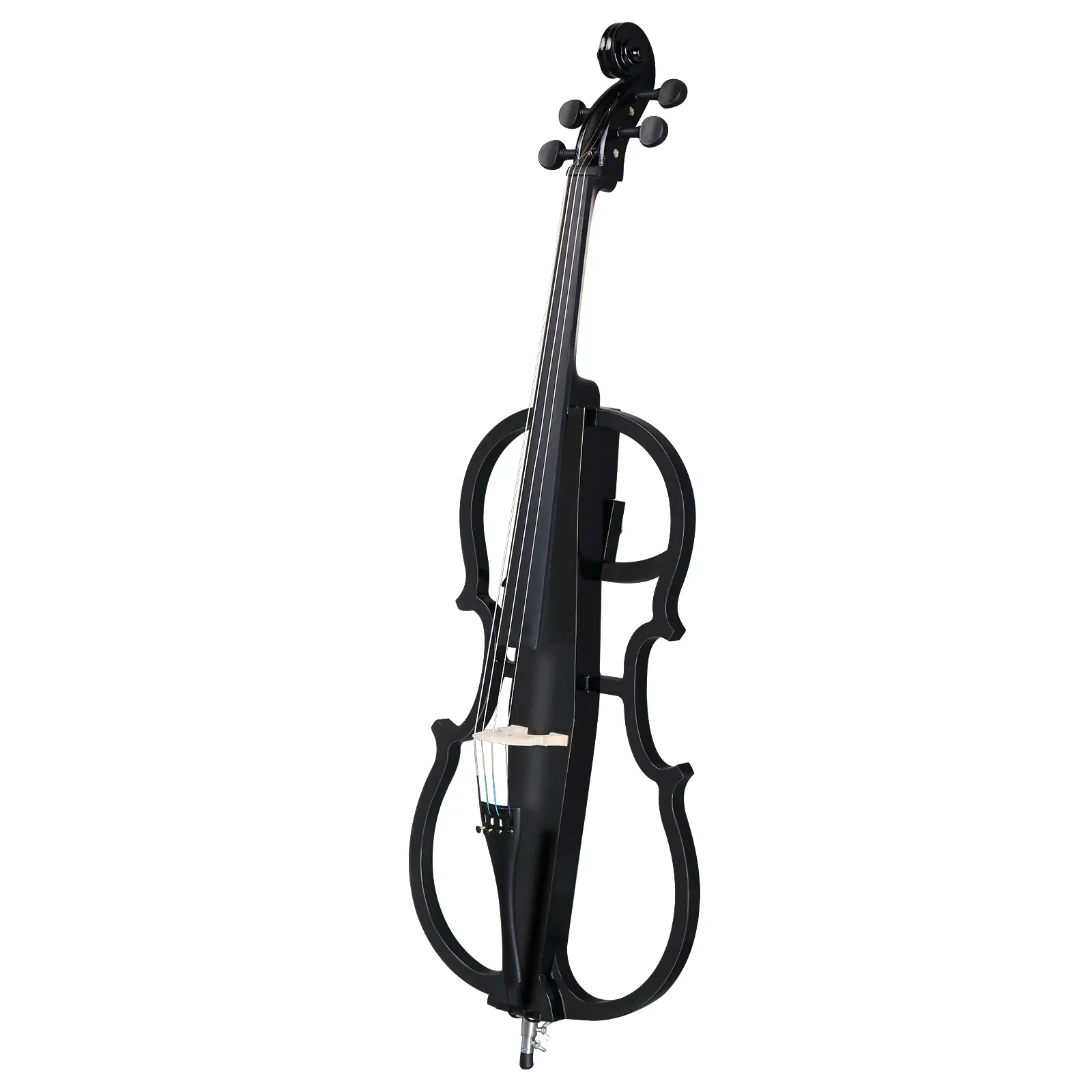 Flower Dance 4/4 Full Size Amplified Electric Cello, Black Maple & Basswood Top, Aluminum Alloy Components, 28.54 Inches, with Case, 1 x Bow, Rosin, Earphone, Connecting Line for Beginners