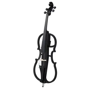 Flower Dance Full Size 4/4 Electric Style Cello with Case Bow Rosin Earphone Connecting Line for Beginners and Professionals Black Maple Basswood Top