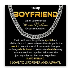 To My Boyfriend Promise Necklace, Boyfriend Christmas Valentine's Gift, Promise Necklace For Him, Promise Necklaces Gift For Boyfriend, Birthday Valentines Jewelry Gifts For Man, Husband Cuban Chain Necklace From Wife, Anniversary Necklaces For Boyfriend