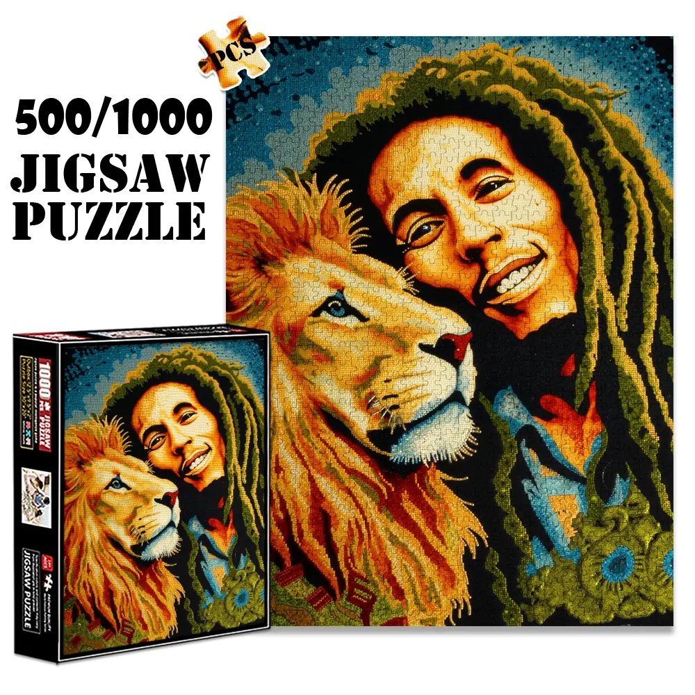 1pc 1000 piece adult puzzle 70x50cm Rasta - themed Portrait with Lion and Man500 pieces of paper jigsaw puzzle, suitable for adults and families, large-scale DIY puzzle interactive toy games, bir