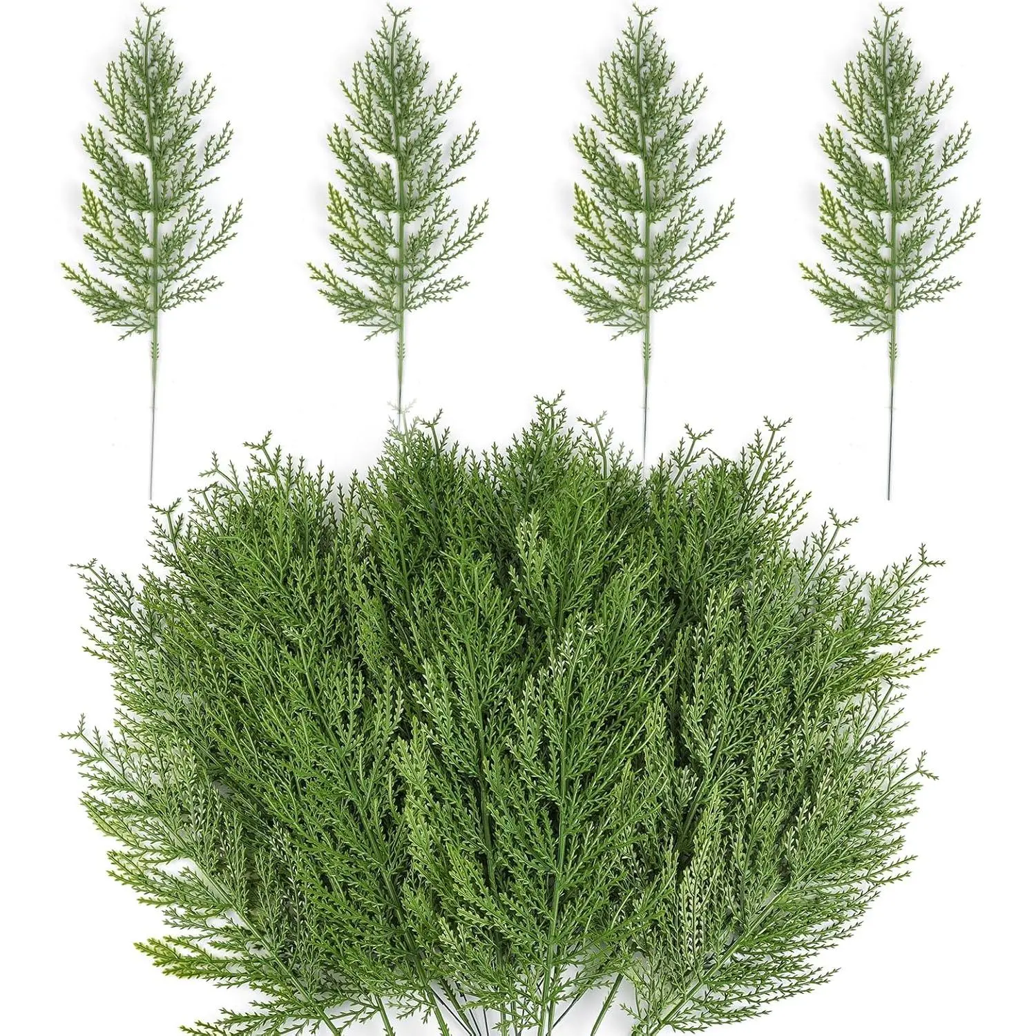 Artificial Pine Branches,40 Pcs Christmas Faux Cedar Stems, Artificial Faux Cedar Branches, Fake Christmas Pine Picks Wreath Craft Home Decorations (40, Green)