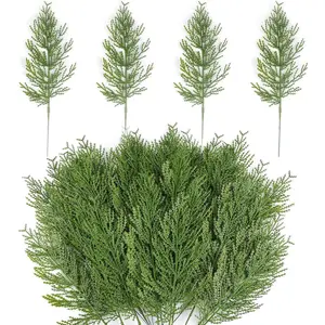 Artificial Pine Branches,40 Pcs Christmas Faux Cedar Stems, Artificial Faux Cedar Branches, Fake Christmas Pine Picks Wreath Craft Home Decorations (40, Green)