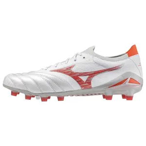 Mizuno Morelia Neo IV FG Leather Soccer Cleats with Firm Ground Studs for Men and Women, White Trending Shoes, House White Official Shoes to Get / Maison Mihara