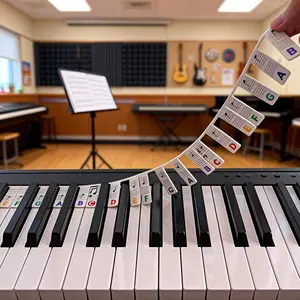 Reusable Piano Keyboard Note Labels, Silicone Piano Stickers for Beginners, Innovative Keyboard Music Note Stickers with Letter Notation Guide, Perfectly Fits 61/88-key Pianos, Letter Label Decorated