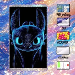 DIY 5D Flocking Diamond Painting Kit, AB Drill, Fairy Dust Drill, Crystal Drill, Dragon, Blue, Outline Diamond Embroidery, Stylish Embroidery, Special Craft Diamond Art Kit, DIY Craft Supplies, Wall Decoration, Gift for Family, Lover, Friends