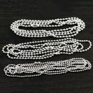 5pcs 1.5mm 2mm 2.4mm Silver Plated Ball Beads Chain Necklace Bead Connector 65cm(25.5 inch)