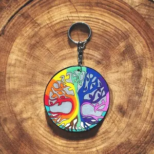 Rainbow Tree of Life Keychain - Pride Unity Design  LGBTQ Artisan Made
