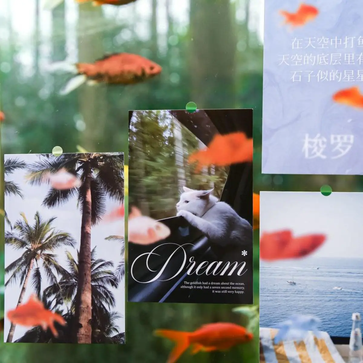 30-Piece Goldfish Dream Theme Boxed Postcards - Instagram-Style, High-Quality Card Design Reading Postcards for Office Stationery Supplies