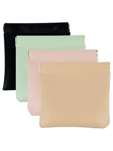 4 PCS Small Makeup Bag for Purse, Mini Portable Cosmetic Pouch for Women, Coin Purse Lipstick Cosmetic Accessories Organizer, Travel Storage Pouch, Black, Pink, Light green, Apricot