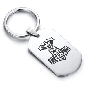 Stainless Steel Viking Mjolnir (Thor’s Hammer) Dog Tag Keychain