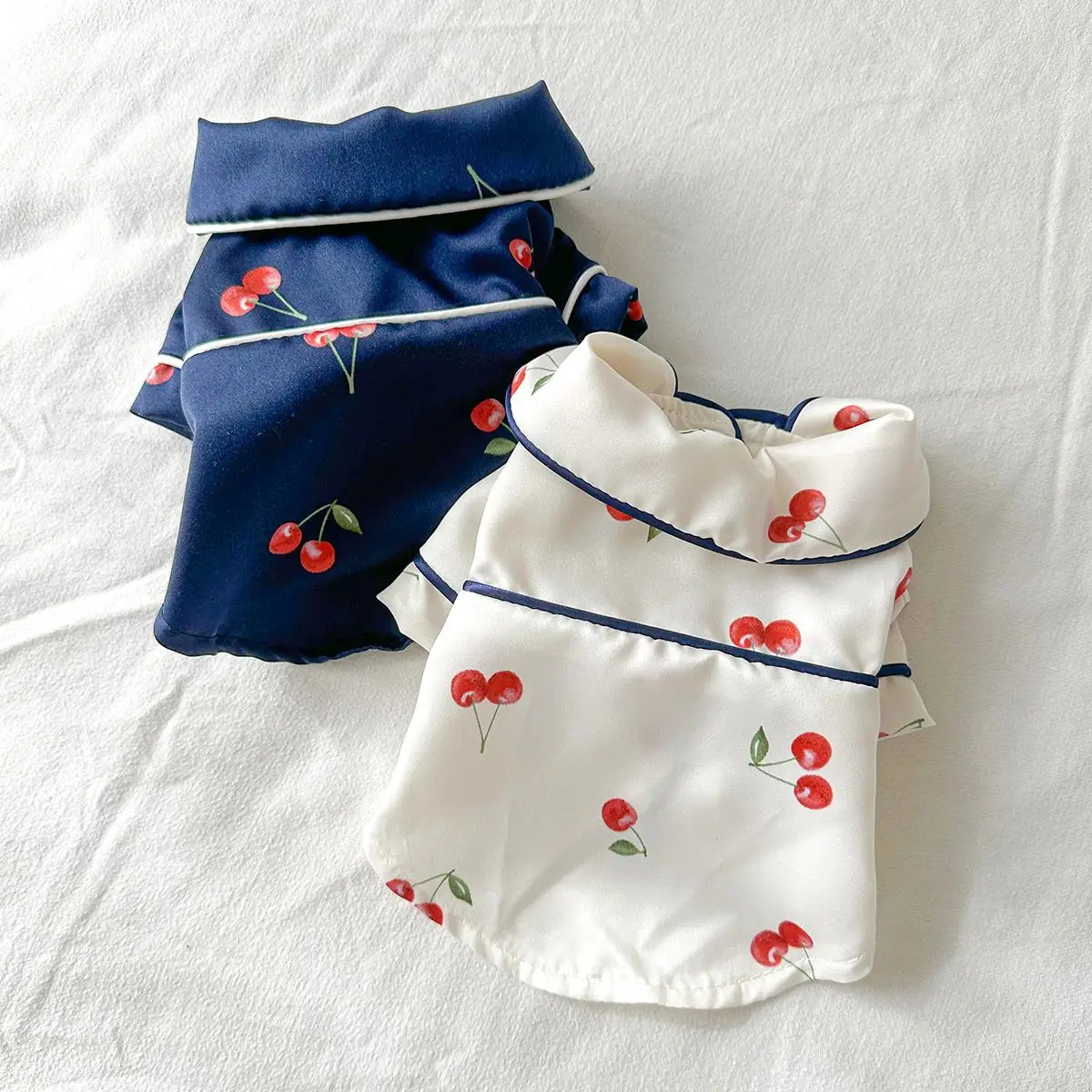 Cherry Print Pet Pajama, Cute Pet Sleepwear, Pet Clothes for Small Dogs & Cats, Comfortable Pet Pajama, Dog & Cat Clothing Supplies