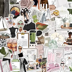 50pcs Cute Urban Simple Style Stickers, Cartoon Insulated Cup Phone Cellphone Notebook Planner Luggage DIY Wall Decals, Adhesive Paper