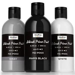 Nicpro Black, Gray, White Surface Primer Airbrush Paint (8.4oz, 250 ml), Matte Finish, Ready To Spray Air Brush Acrylic Primer for Beginners & Artists Priming Plastic Models, Miniature Figures, Craft