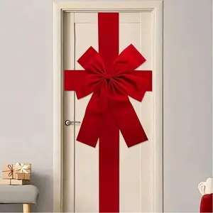 1 Piece Large Door Hanging Bow Decoration - Elegant Red Christmas Bow, Festive Door Polyester Fiber Decoration, No Electricity Required, Easy to Hang, Suitable for Christmas, Valentine's Day, New Year, Thanksgiving Decorations, Ornament, Party Decor