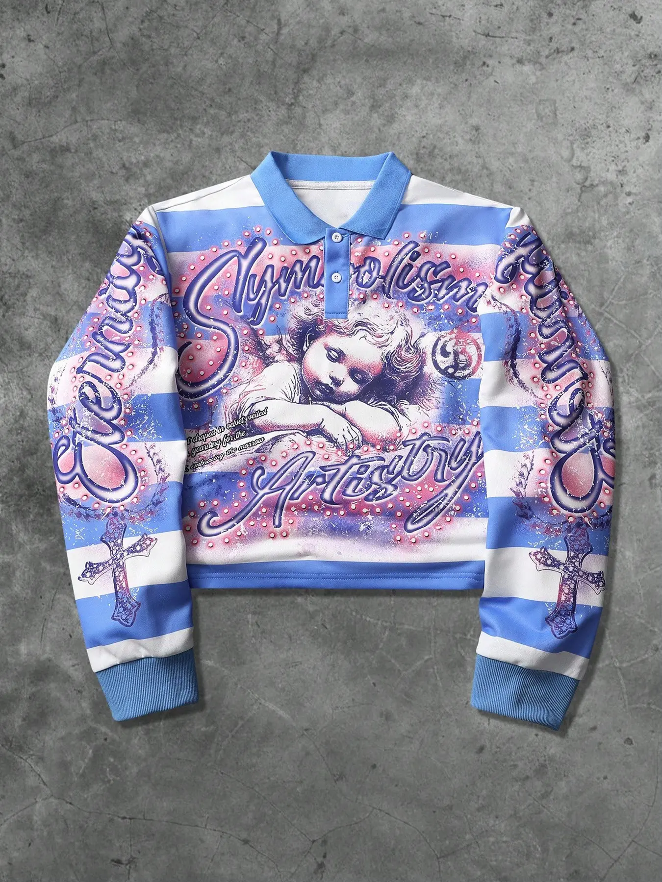Unisex Streetwear Angel Print Design Cozy Sweatshirt Tops, Loose-fitting Casual Long Sleeve Crewneck for Fall & Winter Fashion
