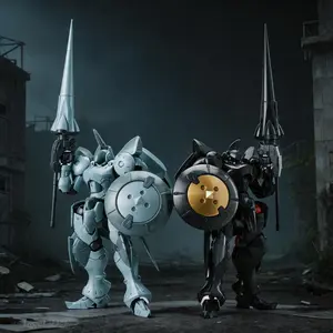 Aktaen Twin Knight Mecha Model Kit, Dual Color, Collectible Action Figure, Detachable Shield and Lance, Adult Hobbyist Display Item, Collectible Figures