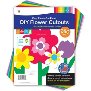 : 280 count of DIY Flower Cutouts with IDEA Guide - 2-Sided Punch Out Tulips, Daisies, Daffodils,  Ideal for Spring Craft Projects, and Mother's Day DIY  Craft