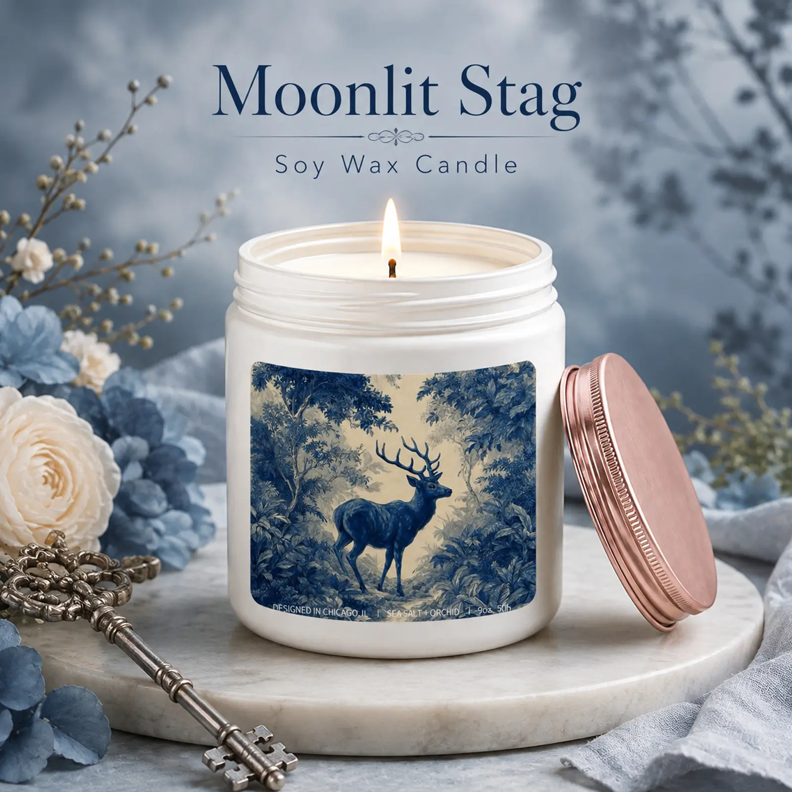 1Pc Handmade Soy Wax Aromatherapy Candle, Forest Deer Animal Design, Natural Scented Home Decor, Gift for Nature Lovers, Birthday Holiday Decorative Candle for Bedroom Living Room Office
