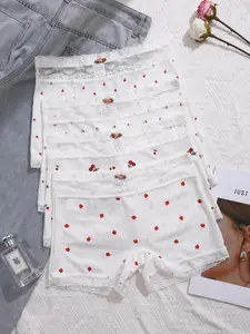 Women's Romantic Print Briefs, Lace Patchwork Design, Comfortable Underwear for Everyday Wear, Stylish Ladies' Panties, Floral Print Panty