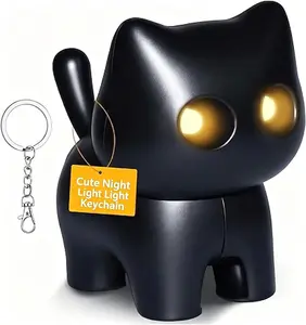 Black Cat Night Light & Glowing Cat Keychain, Ideal Gift for Cat Lovers