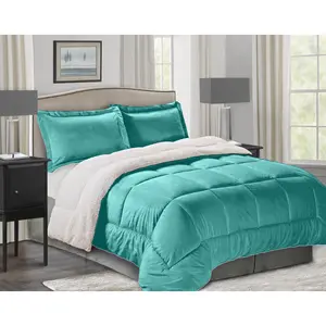 Elegant Comfort 3-Piece Micro-Suede Reversible Sherpa - Solid Color Design Comforter Set