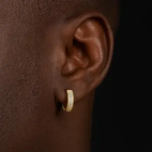 Hoop Earrings for Women 18K Gold Plated Iced Out Silver Huggie Earrings for Men Hypoallergenic Cubic Zirconia Earrings