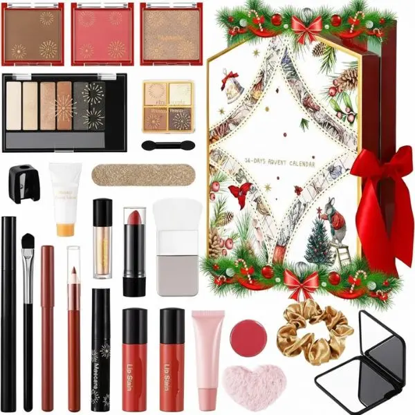 Makeup Advent Calendar 2025 24-Day Christmas Beauty Countdown Gift Set for Women & Teens Holiday Cosmetic Surprise Kit with Eyeshadow Lipsticks & Brushes
