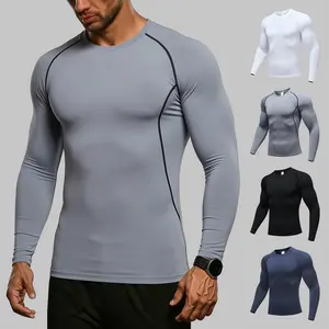 3 Pack Men's Compression Shirts Long Sleeve Quick Dry Athletic Workout Shirts Moisture Wicking Base Layer Tops for Gym Running Training Sports