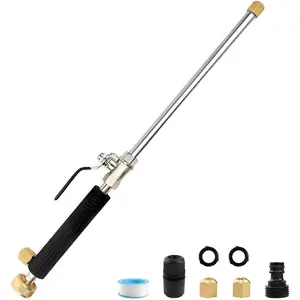 High Pressure Jet Hose Nozzle Attachment Wand,Power Washer Hydro Nozzle Attachment,Wand Lance for Gutter Patio Car Pet Window Glass Black
