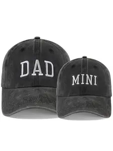 2PCS Dad Mom Mini Hats Set for Men Women Kids, Adjsutable Cotton Embroidered Family Matching Outfits Baseball Cap Letter Embroidered Hat Embroidery Hat
