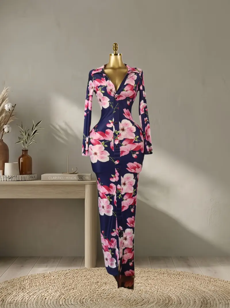 floral bodycon dress with sleeves - TikTok Shop