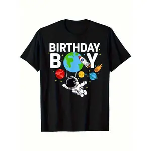 Space Astronaut Birthday Boy IRON-ON Printed T-Shirt, Breathable, For Boys Shirts Boy Girl Best Gift