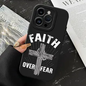 Fall Faith Over Fear Cross High-Quality Phone Case,Soft Silicone,Fully Protected and Shockproof For iPhone 17 16 15 Pro Max 14 14Pro 13 12 11 X Plus Air Mini 17E 16E