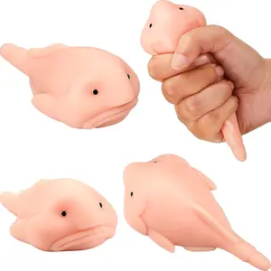 3 Pcs Blobfish Toys Stress Relief Toys Blobfish Squeeze Sensory Toy Animal Stress Balls Fidget Toy Valentine's Day Gifts for Kids Teens Adults Birthday Party Favor Goodie Bag Filler