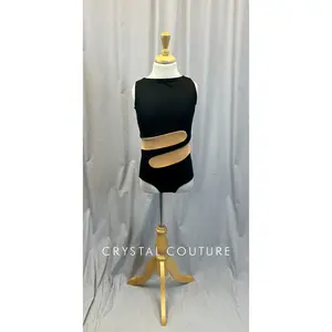 *Brand New* Black Leotard with Nude Mesh Wrapped Detail