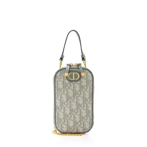 Pre-owned Dior Leather Clutches & Wristlets Oblique 30 Montaigne Call'in Phone Holder