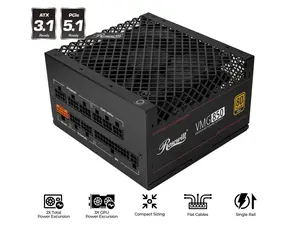 Rosewill VMG 850W 80+ Gold, ATX 3.0 & 3.1 Compatible, Full Modular Low-Noise Power Supply, PCIe 5.1 12V-2x6 Connector, 100% Japanese Capacitor, 120mm FDB Silent Fan - 5 Year Warranty - VMG850