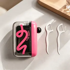 Portable automatic pop-up dental floss dispenser, rechargeable, suitable for oral care at home, in restaurants, and on the go