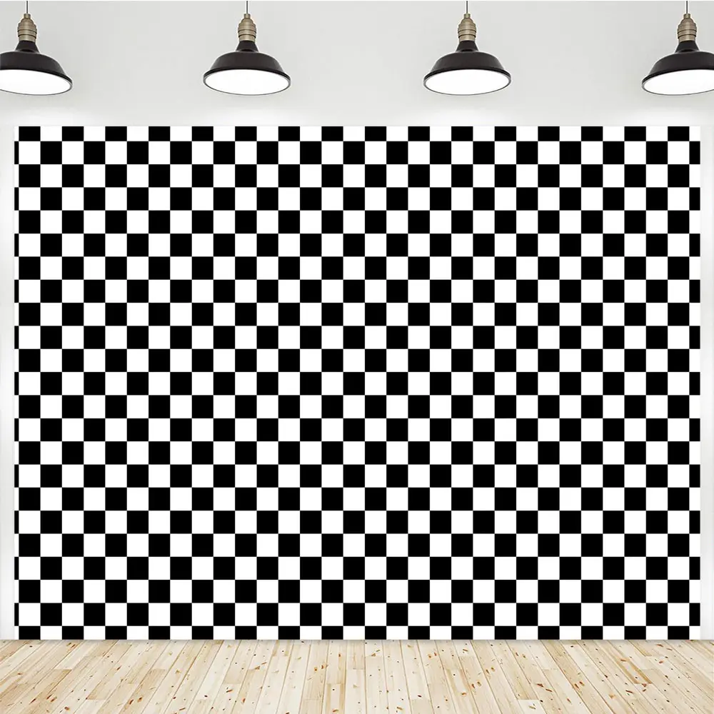 Racing Finish Line Checkered Flag 7x5ft Backdrop for Boys Birthday, Party Wall Decoration Photo Booth Studio Props Decor