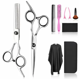 Professional  Hair Cutting Kit - Thinning Shears Set, Haircut Scissors & Hairdressing Shears with Accessories in Leather Case for Women, Men & Pet
