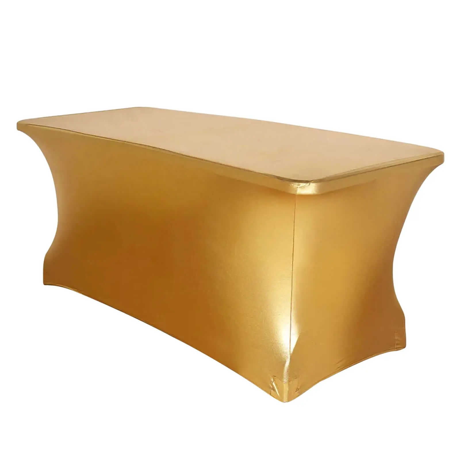 72" x 30" 4-Way Tight Stretchable Metallic Gold Spandex Rectangle Tablecloth - Tight Stretch Form-Fitting Cover, All Seasons Home/Festive Party Supplies for Upscale Gatherings, Party Decoration Supplies