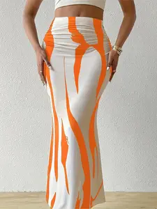 Luxurious Mermaid Hem Maxi Skirt - Luxurious Solid Ruched Detailing on Sides for a Flattering Silhouette, Elegant Draped Bodycon Design for a Sleek, Curve-Hugging Fit, Dramatic Mermaid Hem for a Show Stopping Look Designed Exclusively for Womens Clothing